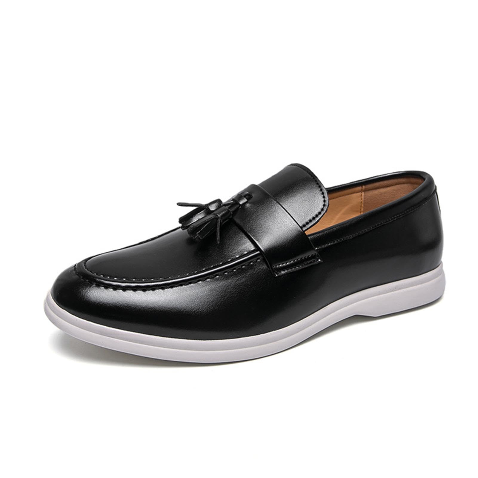 Mocasines con Borlas para Hombre Zapatos Casuales de Vestir Ligeros y Cómodos de Cuero Suave para Oficina Negocios Boda Eventos