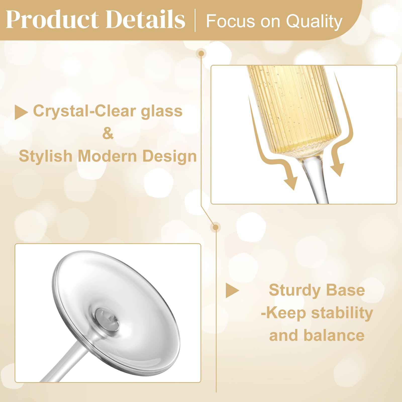 Pinstripe Champagne Flutes - Elegant Gift Set -4 Pinstripe Champagne Flutes - Elegant Gift Set -4