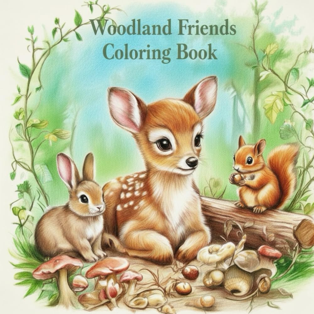 Woodland Friends Coloring Book: 森の仲間たちと過ごす、やさしいぬり絵時間