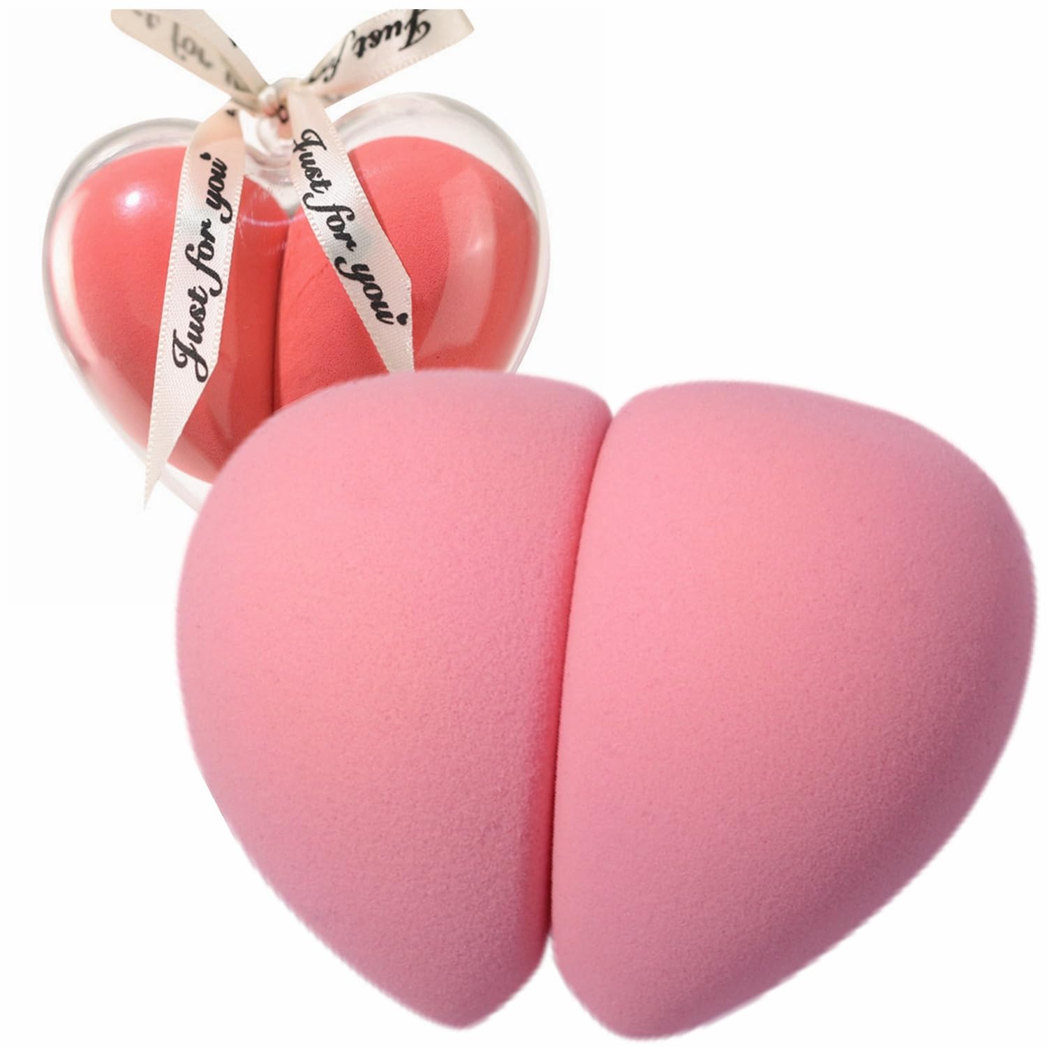 2 unids esponja de maquillaje conjunto, fundación mezcla rosa huevo de belleza, sin látex, sin látex, sin flawless para líquido, crema, polvo, boun esponja bouna, maquillaje de huevo