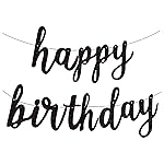 Happy Birthday Banner for Birthday Party Decorations (Black connected)