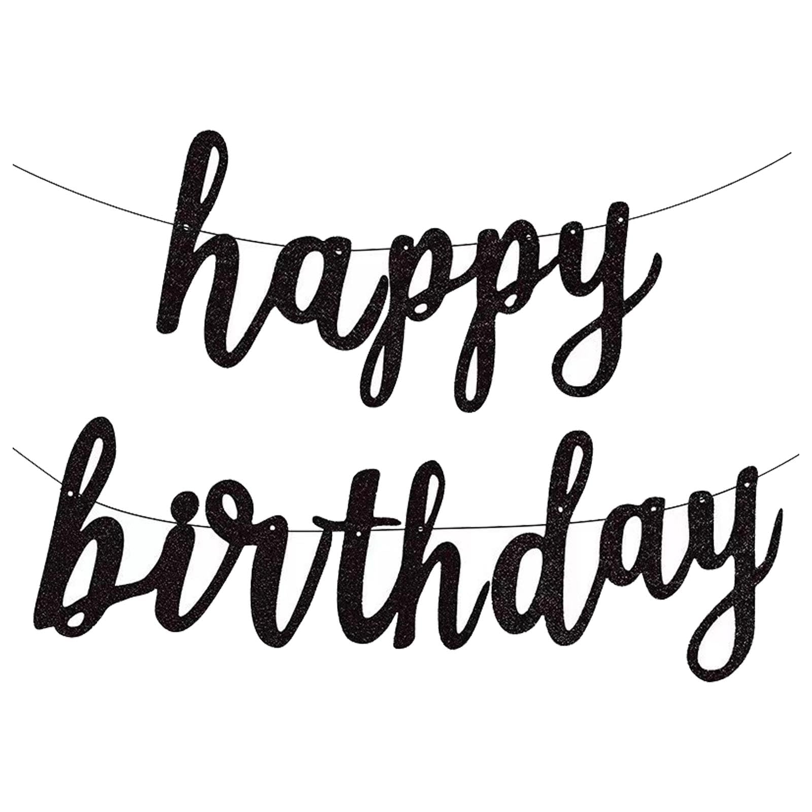 Happy Birthday Banner for Birthday Party Decorations (Black connected)