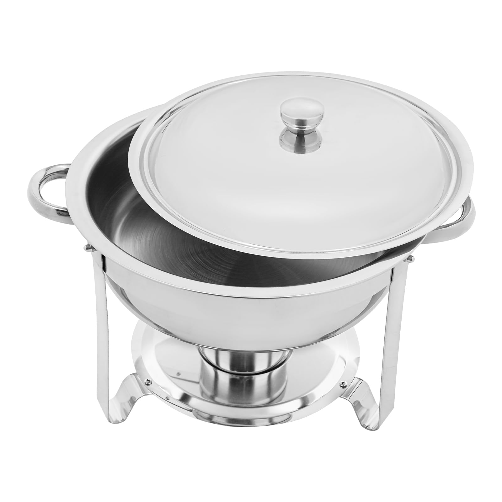 Chafing Dish, 4,5 l - Aparadores calefactores redondos para alimentos, acero inoxidable alimentario, con tapa, para restauración, buffet y fiesta (2 unidades)