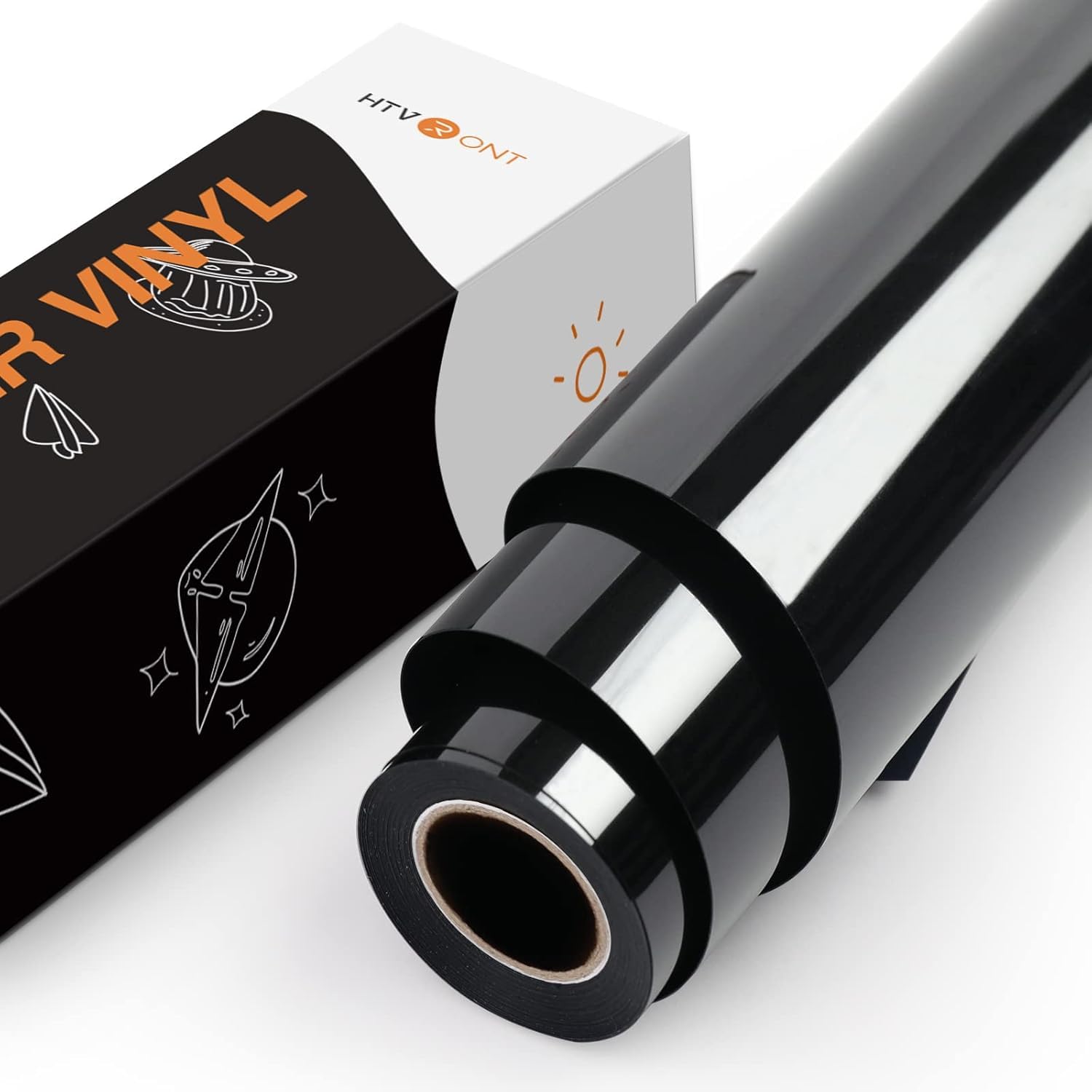 Heat Transfer Vinyl - 12in x10ft(30.5x305CM) Black HTV Vinyls Roll Iron on Vinyl Easy to Cut & Weed for T-Shirt & Design (Black)