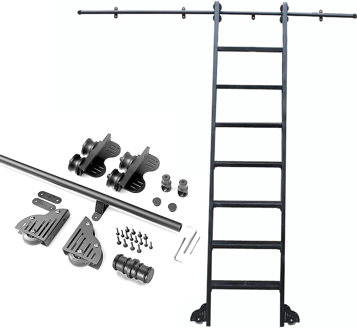 Kit rail pour porte coulissante bibliothèque et échelle roulante