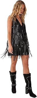 Nasty Gal Faux Leather Tassel Plunge Mini Dress Price In India