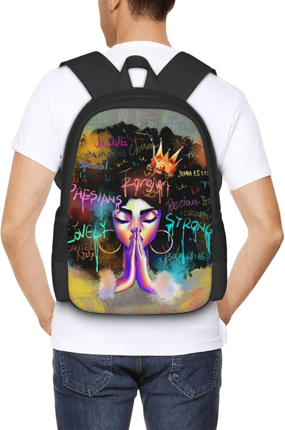 Backpack Casual Laptop Backpacks Durable Casual Daypack Bookbag for Outdoor African American Afro Woman