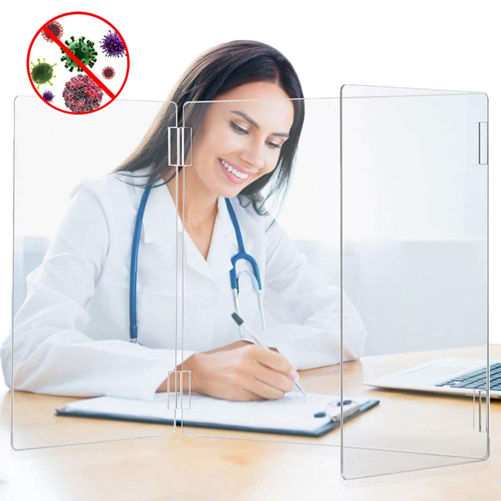 NANANA Mamparas de Protección de Metacrilato, Pantalla Protección Transparente para Colgar Farmacia Tiendas Hostelería Gimnasio Oficina, Fácil Montaje, Tamaño, 600x400x200MM