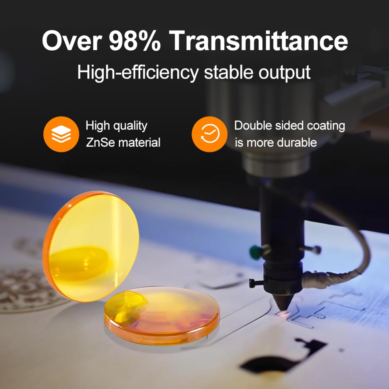 BLUETIMES Co2 Laser Lenses CVD Znse 20mm 40W-200W Co2 Laser Focal Lenses for Co2 Laser Engraving, Cutting Machines etc ，Co2 Laser Focal Lenses Dia 20mm FL50.8mm/63.5mm (CO2 Laser Lens 20/63.5)