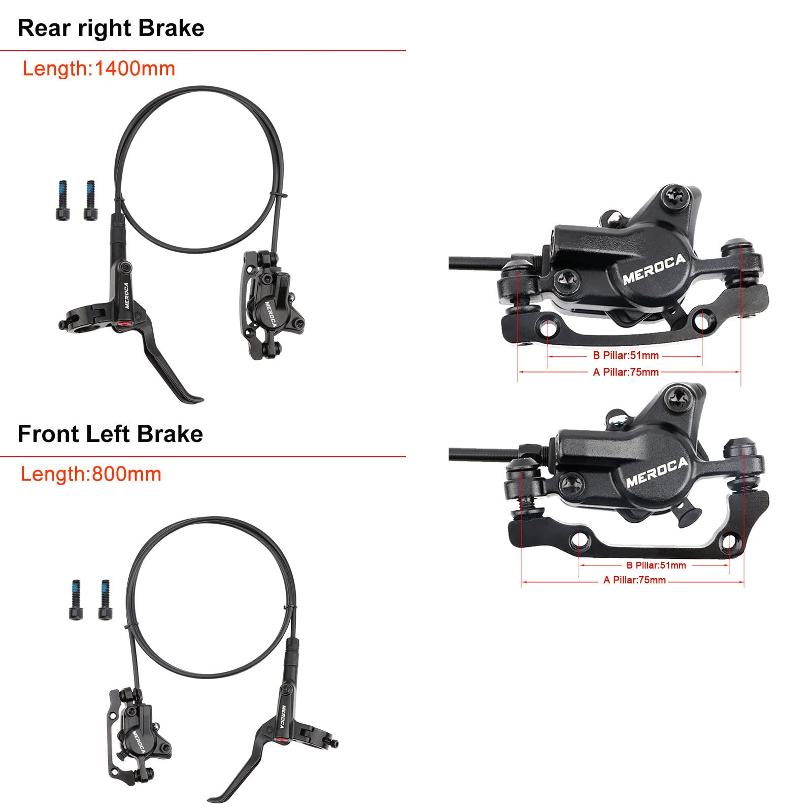 Set Freni A Disco Idraulici Per Mountain Bike, Doppio Pistone, Pinze Anteriore E Posteriore, Tubo Olio Antiesplosione, Dischi 160mm - 2