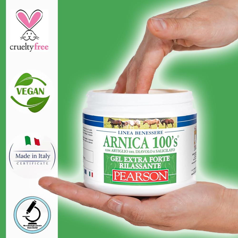 Arnica Per Cavalli, Gel Extraforte Rilassante Pearson [500ml]. Crema Arnica Forte Con Artiglio Del Diavolo e Salicilato. Pomata Defaticante e Rilassante Made in Italy