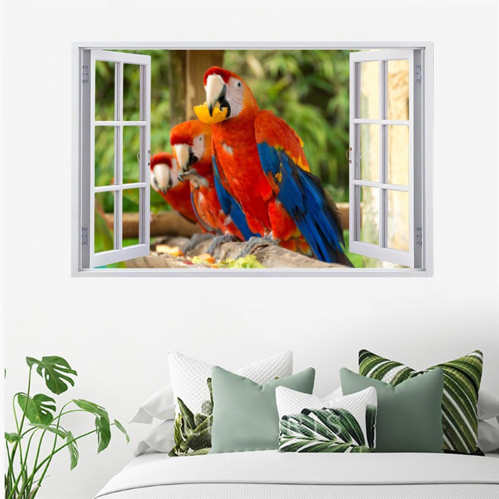 Calcomanía Rota 3D, Loro Adhesivo Extraíble De Vinilo Para Despegar Y Pegar, Tatuaje De Pared Niñas Niños Dormitorio Guardería Habitación Decoración Para El Hogar 110x70cm