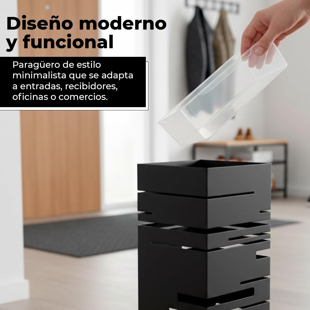 HERSIG Paraguero Metálico Blanco Diseño Lineal Elegante y Funcional para Entrada Recibidor Oficina