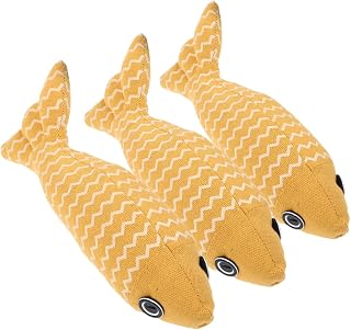 CIYODO 3 Piezas Juguetes de Gato de Pescado simulado Interior Interactivo Juguete para Gatos Felpa Juguetes para Gatos Gatito Juguetes Juguete masticable para Gatos Teaser de Gato Lino