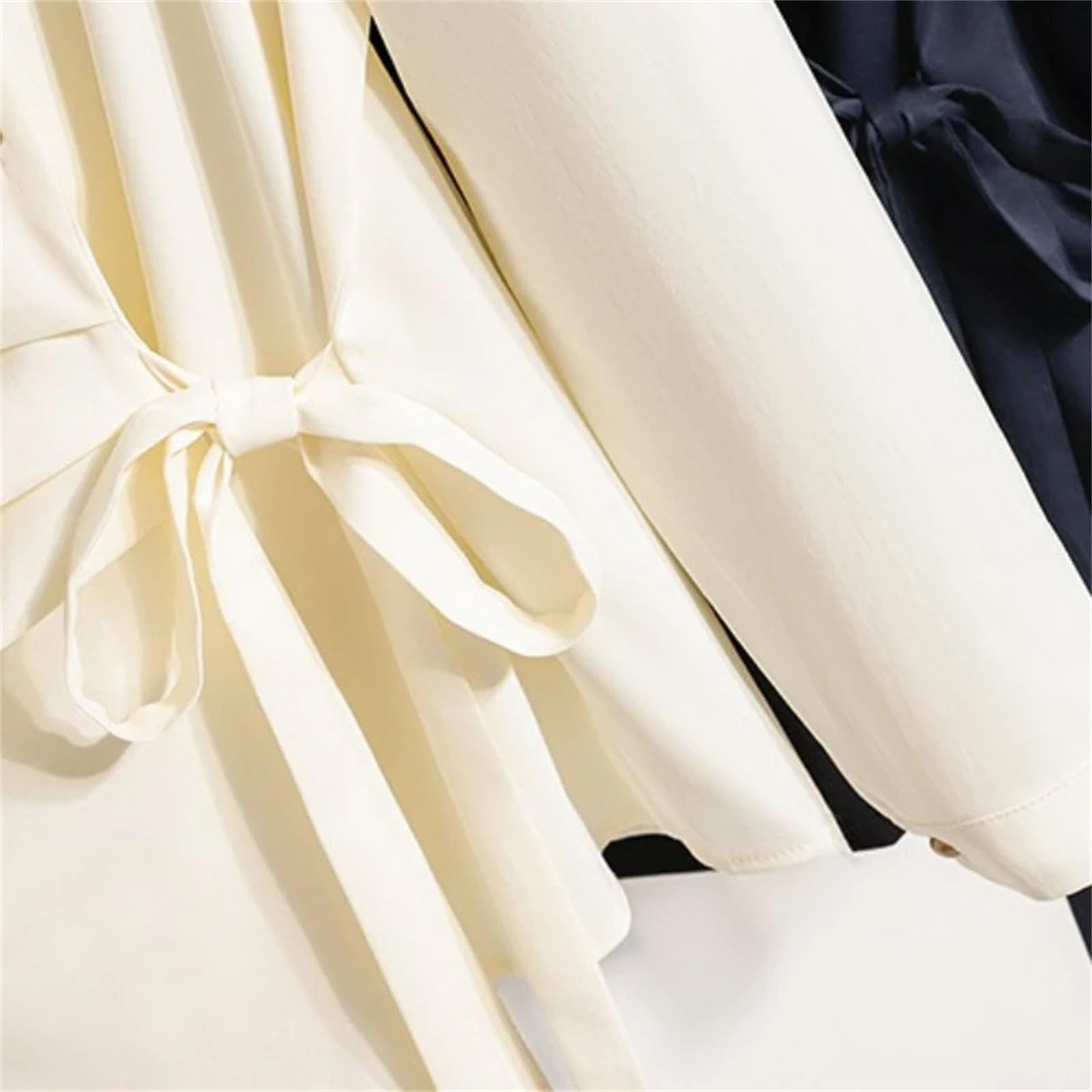Donne Irregolare O Collo Bow Lace Up Camicia Tinta Unita Elegante Top per Abbigliamento Casual