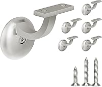 HOMOTEK 6-Pack 3" Aluminum Handrail Brackets for Stairs - Satin Nickel Rust-Proof Stair Railing Supports with Screws, Indoor/Outdoor