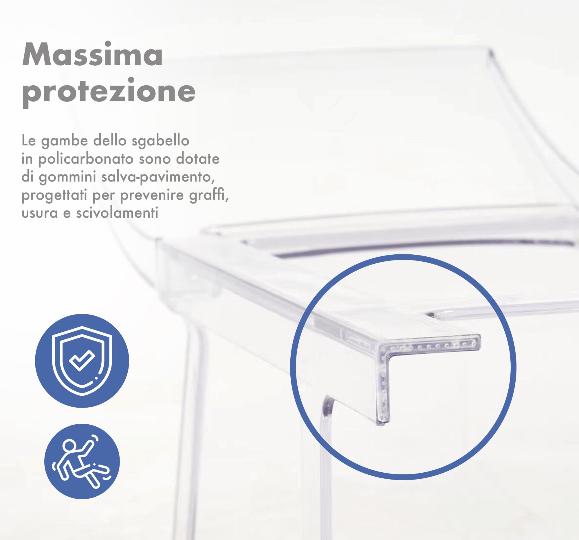 IlGruppone Set di 2 Sgabelli Cucina Trasparenti in Policarbonato Sgabello da Bar Seduta Ergonomica Resistenti Design Moderno Schienale Incurvato Sedie Penisola Cucina