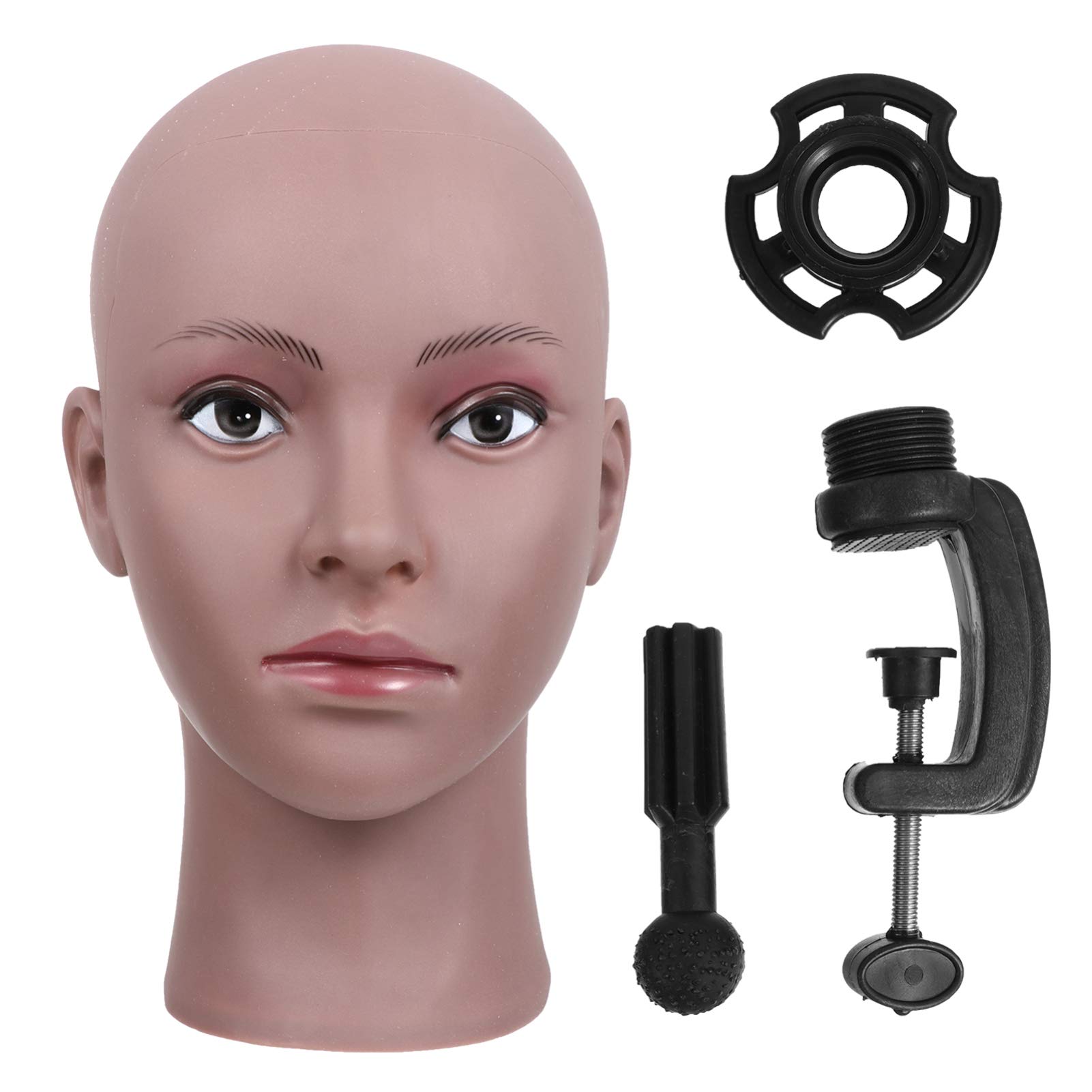 Lurrose Mannequin Head Model, 2pcs Female Manikin Head with Stand Professional Cosmetology Manikin Model Doll Head for Wig Making