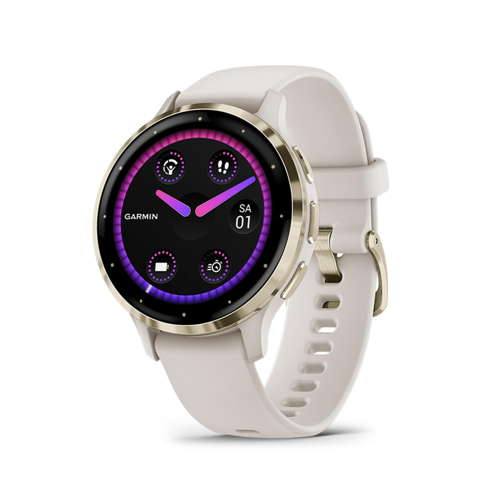 Garmin Venu 3S, Smartwatch AMOLED 1,2", Cassa 41mm, Microfono e Speaker, Musica, Pay, +30 App sport, GPS, Cardio, SpO2, Autonomia 10 giorni (Ivory & Soft Gold) (Ricondizionato)