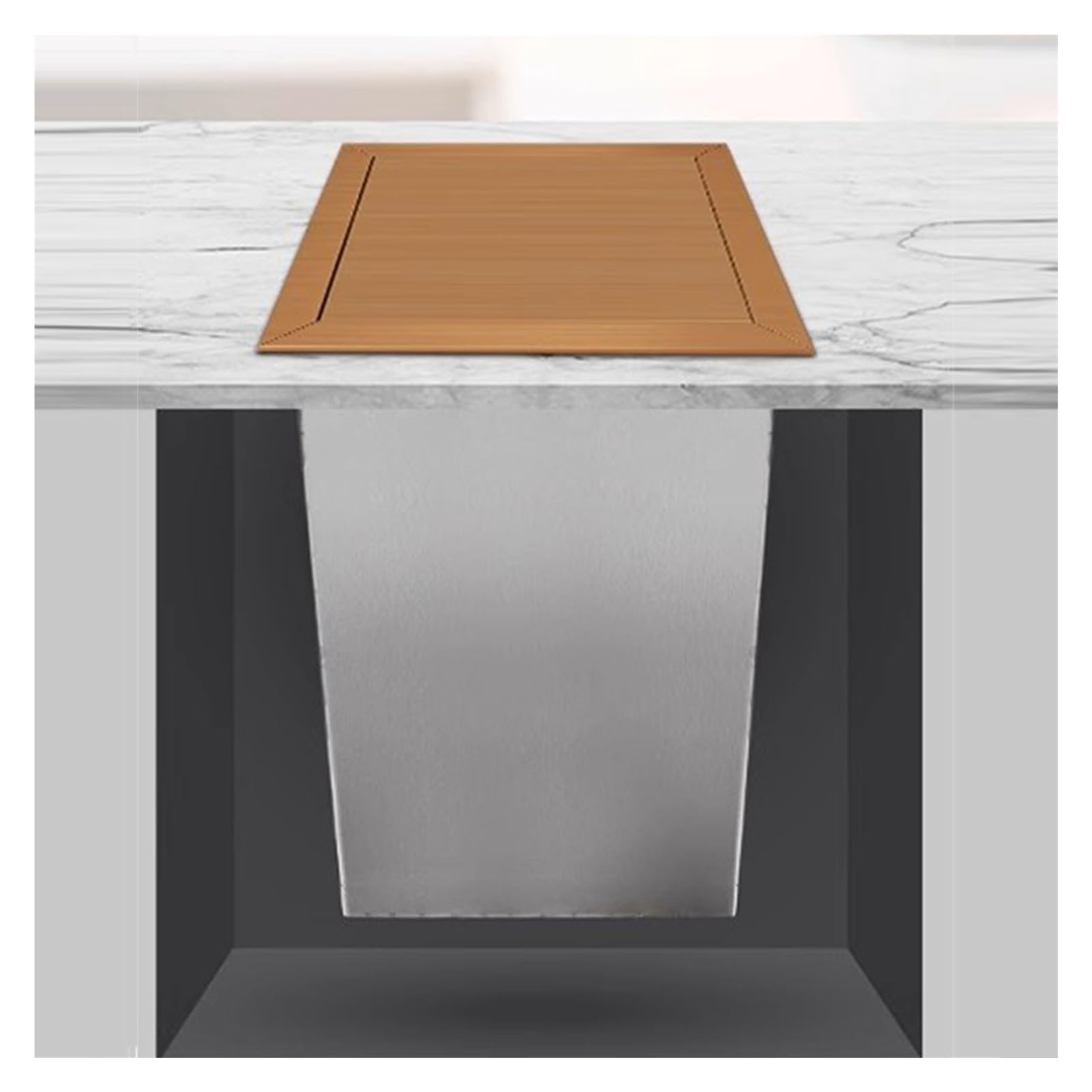 DFGHNBVC Stainless Steel Builtin Trash Can160Mm Kitchen Cabinet Trash Bin With Lid Dropin Garbage Chute For Home Office Restaurant And Hotel,Gold-B-220Mm