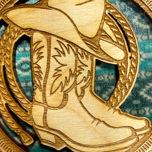 Imán de madera Texas con botas, sombrero y lazo, 3.25 x 2.75 in miniatura 5