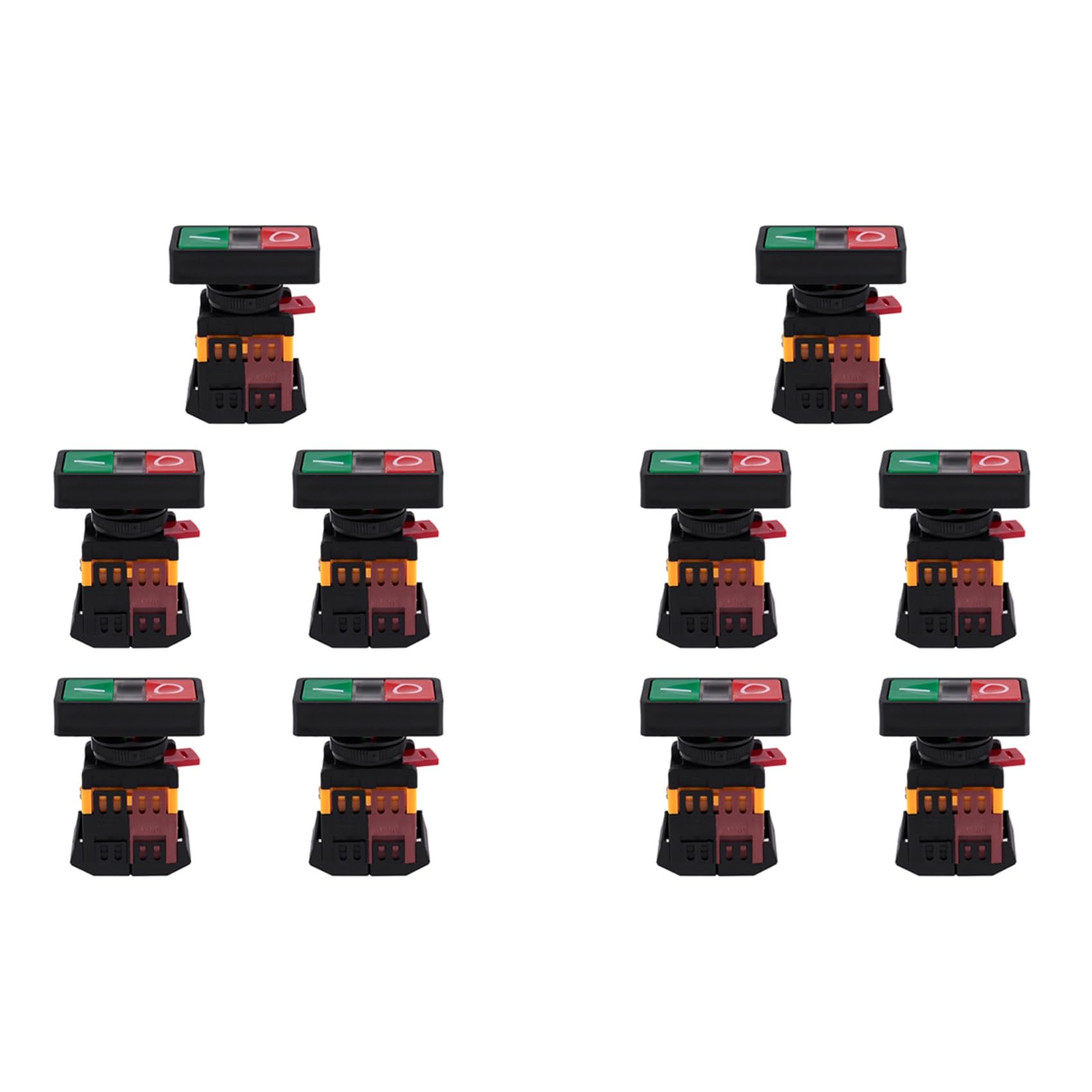 Jnchdghwa As Shown 10X Ac 220V Yellow Light Stop Momentary Push Button Switch 1 No 1 Nc