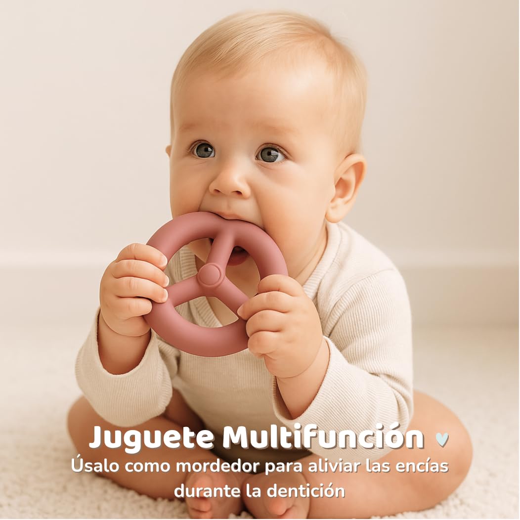 MuyPetit Cubos Apilables Bebé Silicona, Mordedor Silicona, Juguetes Montessori bebé 6-12 meses, Torre Apilable Sensorial para Estimulación y Aprendizaje, Regalo Original para Bebés — view 4