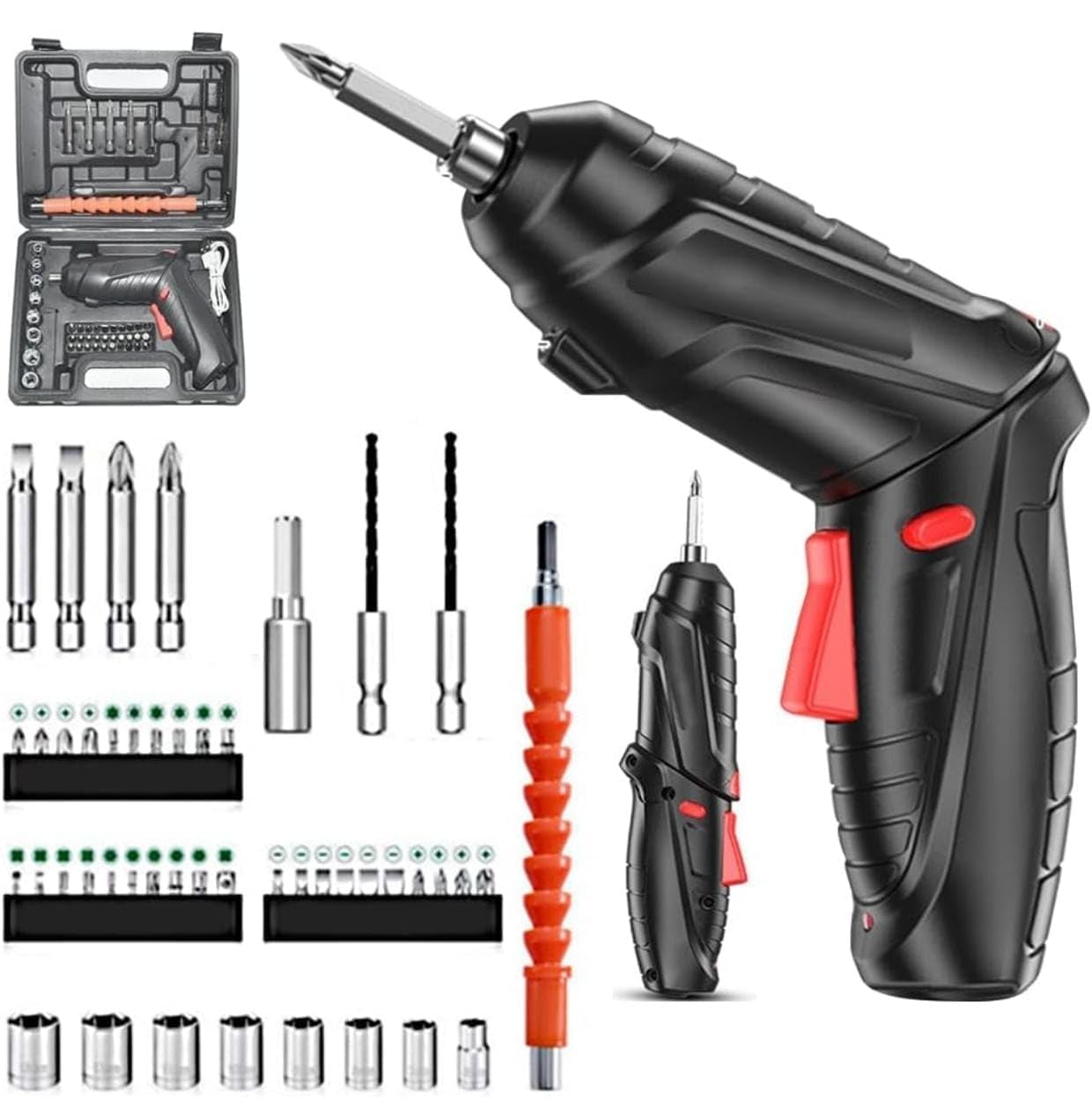 47 in 1 Cordless Electric Screwdriver Drill Set | USB Rechargeable Mini Power Drill Driver Kit | LED Portable Screw Gun Machine with Bits for Home Improvement, DIY, House & Office Use-image-26