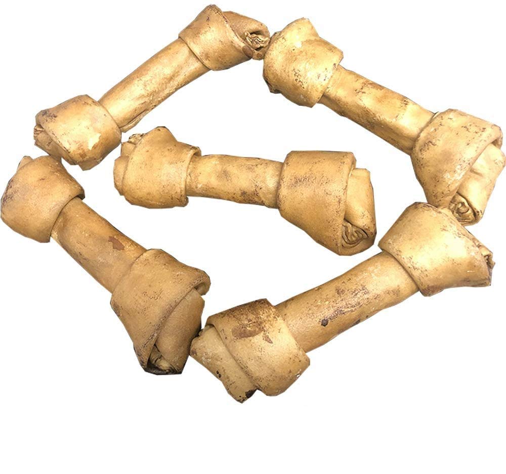 hotspot pets 6-7 Inch Large Rawhide Dog Chew Bones Beef Flavor - Made from Grass Fed Brazilian Cows - Great for Dental & Oral Care for Aggressive Chewers Large Dogs (10 Pack)