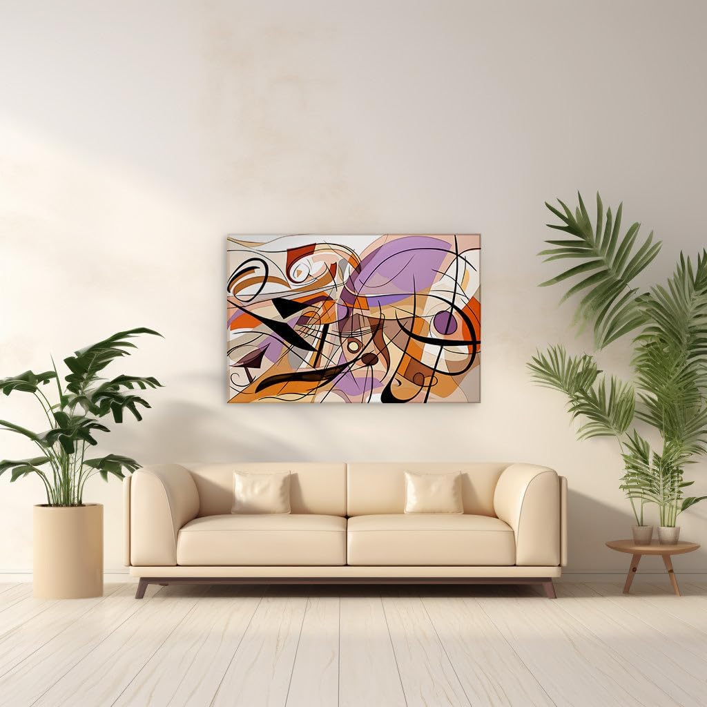 Canvas for Living room. Entwined Vitality: A Lively Dance of Hues and Curves in Digital Art, 27 x 18 inch Canvas Wall Art - Contemporary Masterpieces - Modern Home Decor