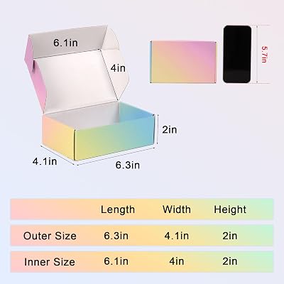 Cajas de envío pequeñas de 6 x 4 x 2, paquete de 45, coloridas cajas de correo de cartón corrugado para pequeñas empresas, correo y embalaje