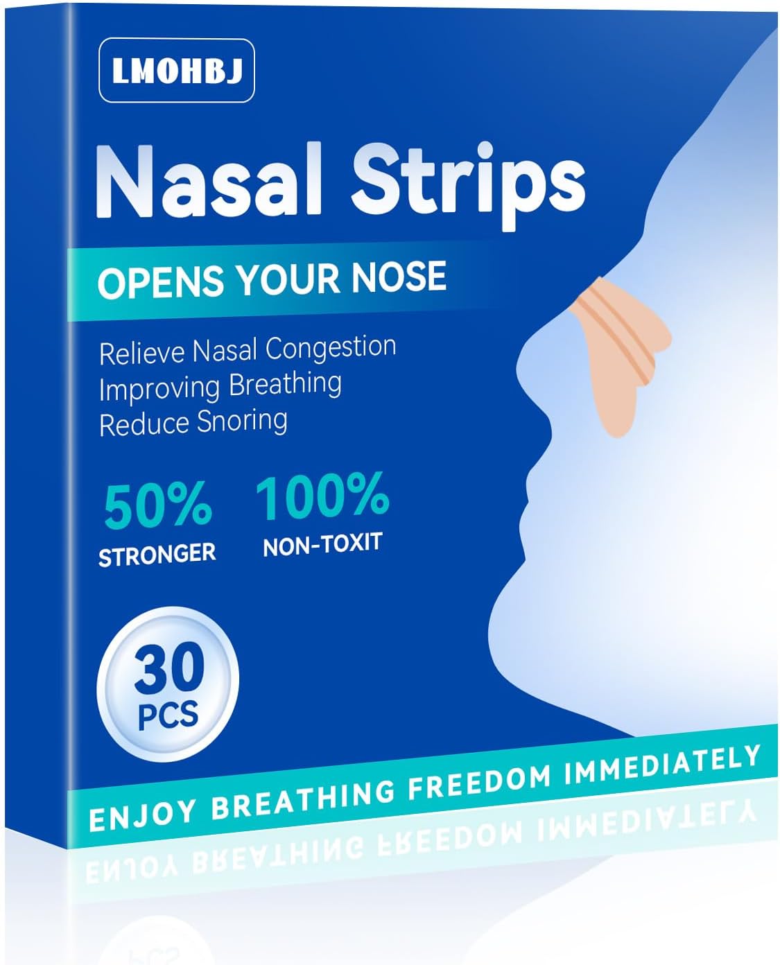 30Pcs Nasal Strips Anti Snoring, Extra Strength Nose Strips Breathing, Nose Tape for Sports and Sleep, Anti Snoring Strips Help Stop Snoring and Nasal Congestion Relief - Amazon product rated Grade D