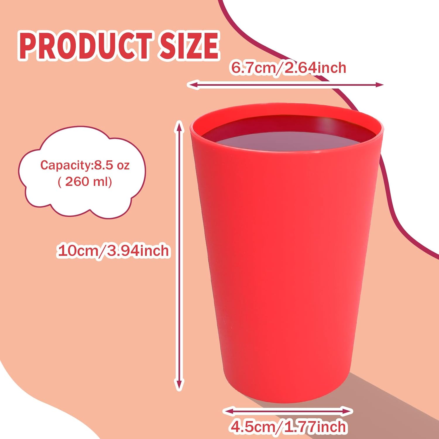 66 Pcs Kids Plastic Cups, 8.5 oz Stackable Colorful Drinking Tumblers, Reusable Plastic Cups Bulk for Kids, Toddlers, Baby, Children, and Adults (Multicolor)