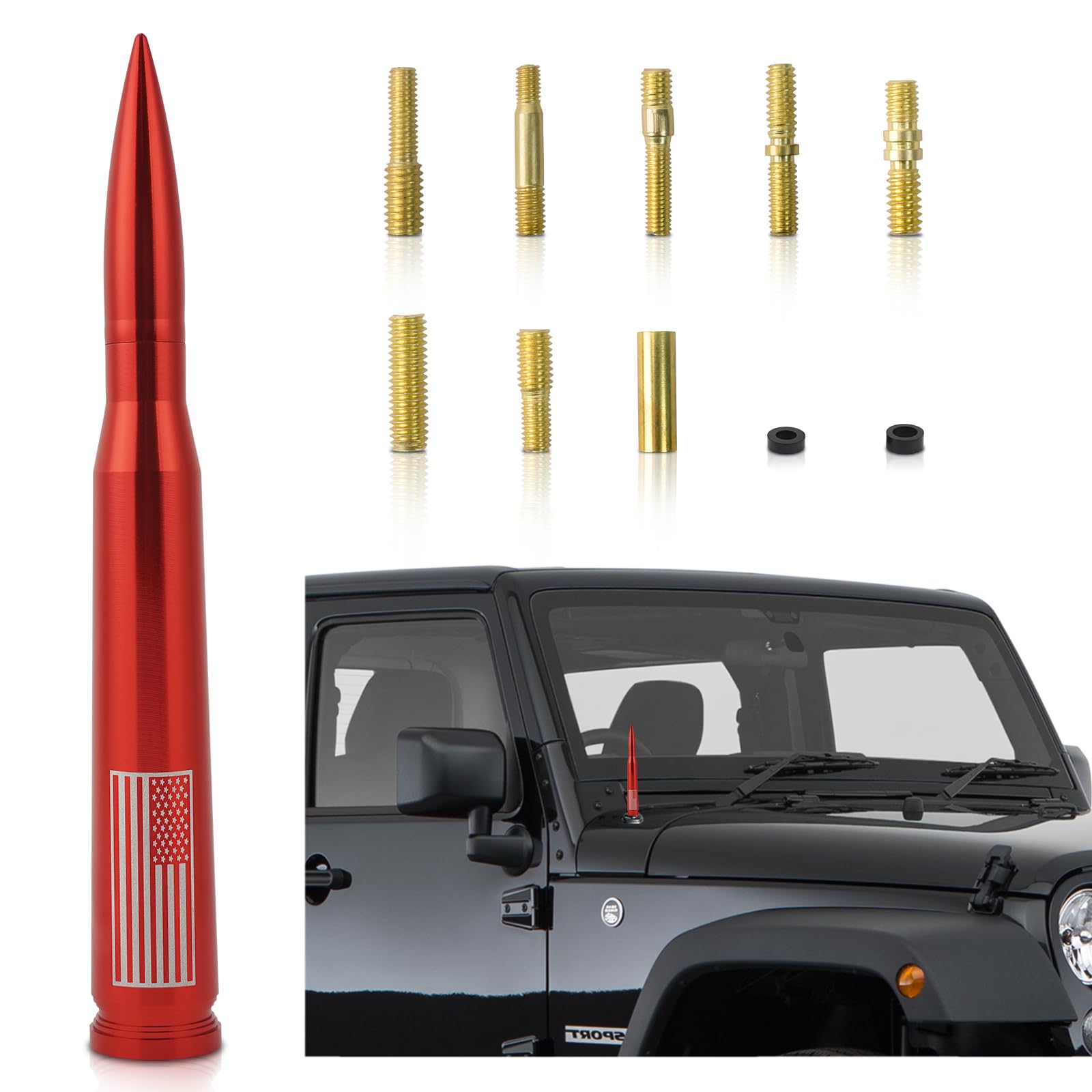 Xinhongfei Car Bullet Antenna car Exterior Accessories American Flag for Truck Radio Antenna for Truck SUV (7.8red)