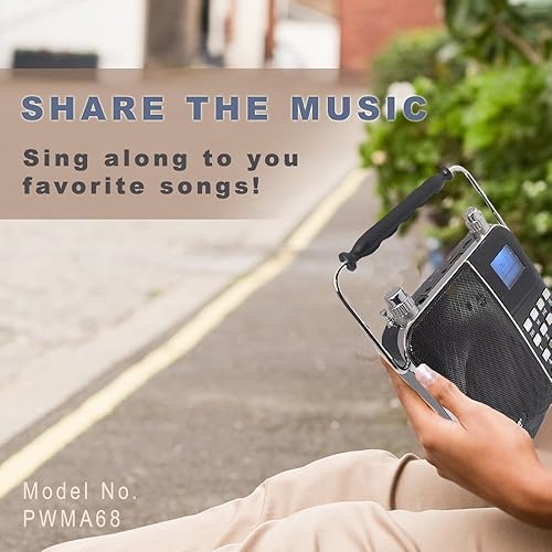 Miniatura 6 de Sistema de altavoces PA de radio portátil, máquina de karaoke portátil con banda de cintura con micrófono para auriculares, batería recargable,