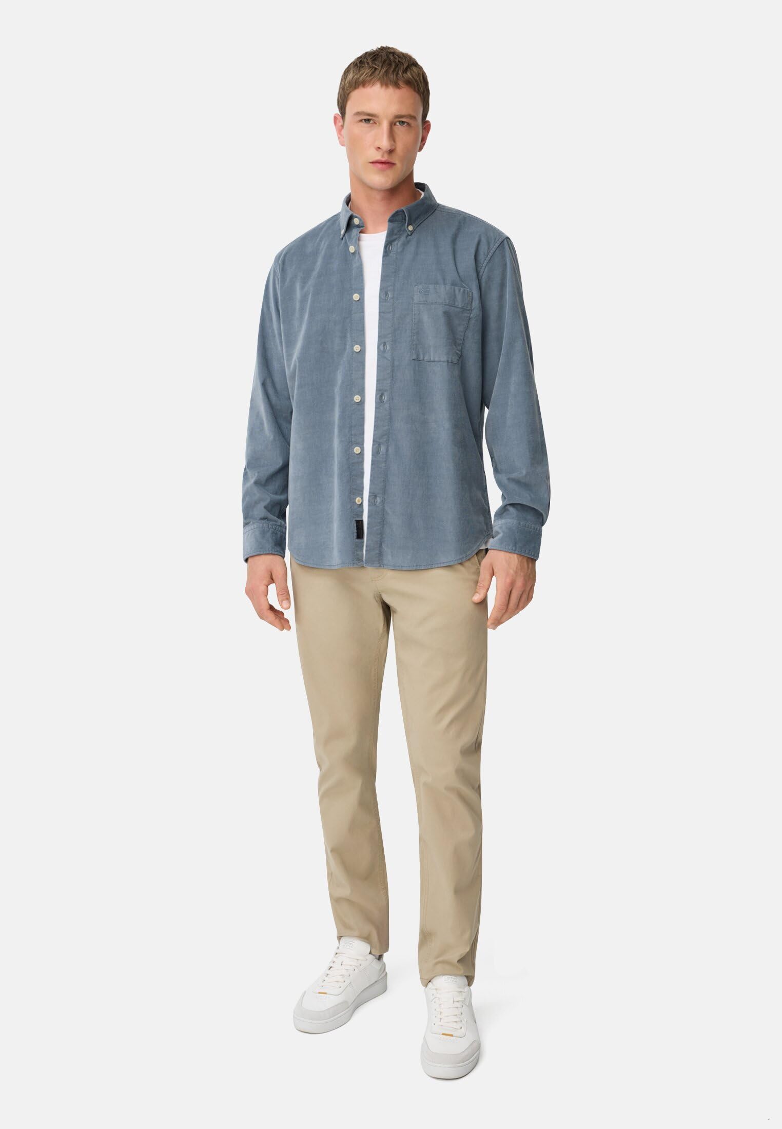 camel active Herren fleXXXactive® Langarm Shirt mit Button-Down-Kragen und Brusttasche