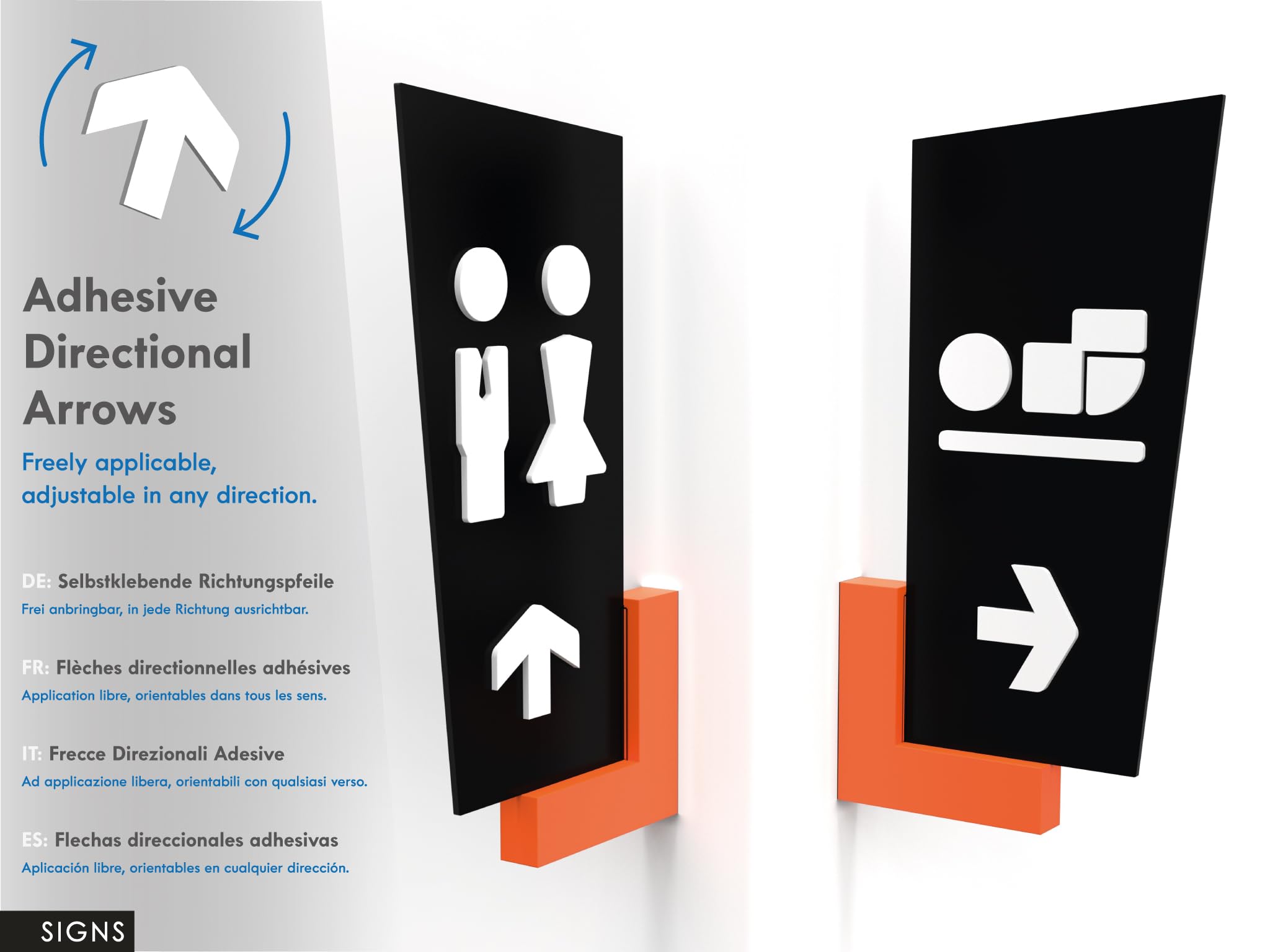 3 Insegne Toilette Personalizzate – Simboli a scelta - Segnaletica Bagno Uomo Donna Disabili Targhe WC – Cartelli a Bandiera con Supporto Parete Freccia Colorata