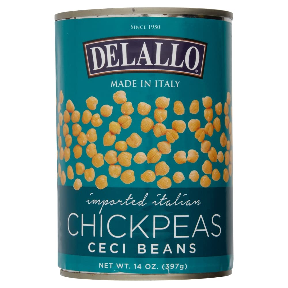 DeLallo Italian Chickpeas, 14 Ounce Can 4-Pack, Garbanzo Beans for Hummus & Soups, Ready to Serve, Made in Italy