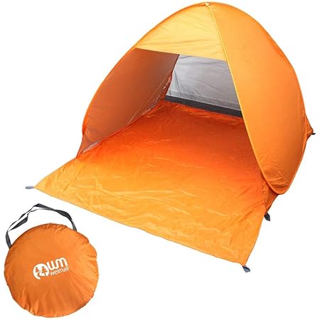Amazon Mermont ワンタッチ テント 1人 2人 用 ポップアップテント 140cm キャンプ テント ワンタッチ Uvカット ビーチ テント 着替え 日よけ サンシェード テント 簡易テント 142 158 108cm オレンジ ウェイモール Weimall パラソル テント