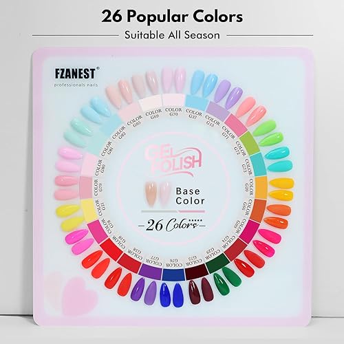 Miniatura 3 de FZANEST Juego de esmaltes de uñas de gel sin hema, 30 unidades de 0.3 fl oz (0.3 fl oz) sin TPO, color nude, rosa, rojo, azul, verde, amarillo, para