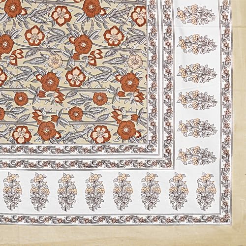 Image of Living Roots Jaipuri Hand Block Print Double Cotton Bedsheet & 2 Pillow Covers, for Mattress Upto 8 inches Thick, No Colour Bleeding, Red Colour, Super King Size 96 * 104 inches, 150TC (577-A)