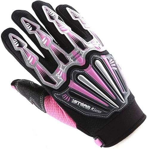 Guantes de diseño de esqueleto, para motocross, moto BMX, MX, ATV, verde, S, Rosado