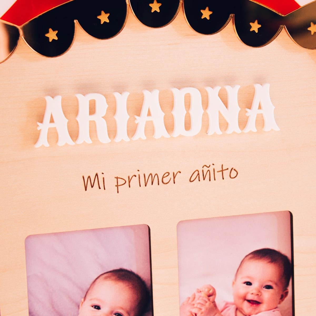 Marco Fotos Primer Año Bebé Personalizado – Marco de Madera con Meses del Bebé – Álbum Recuerdos Recién Nacido – Regalo Nacimiento y Decoración Habitación Infantil