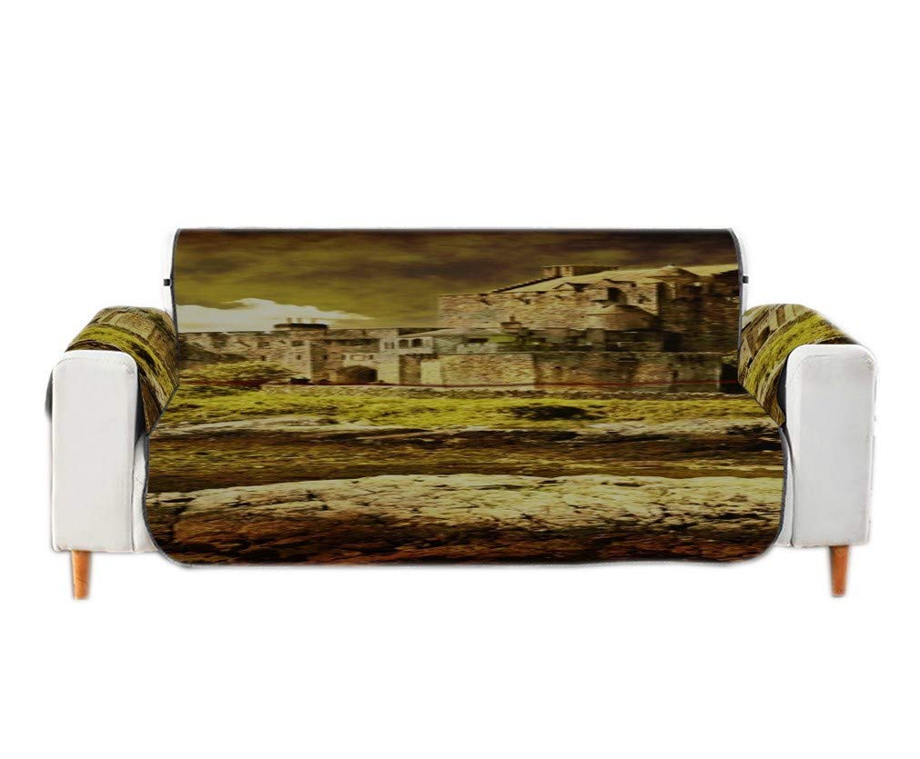 Housse de canapé velours motif château écossais pour protéger efficacement vos fauteuils salon