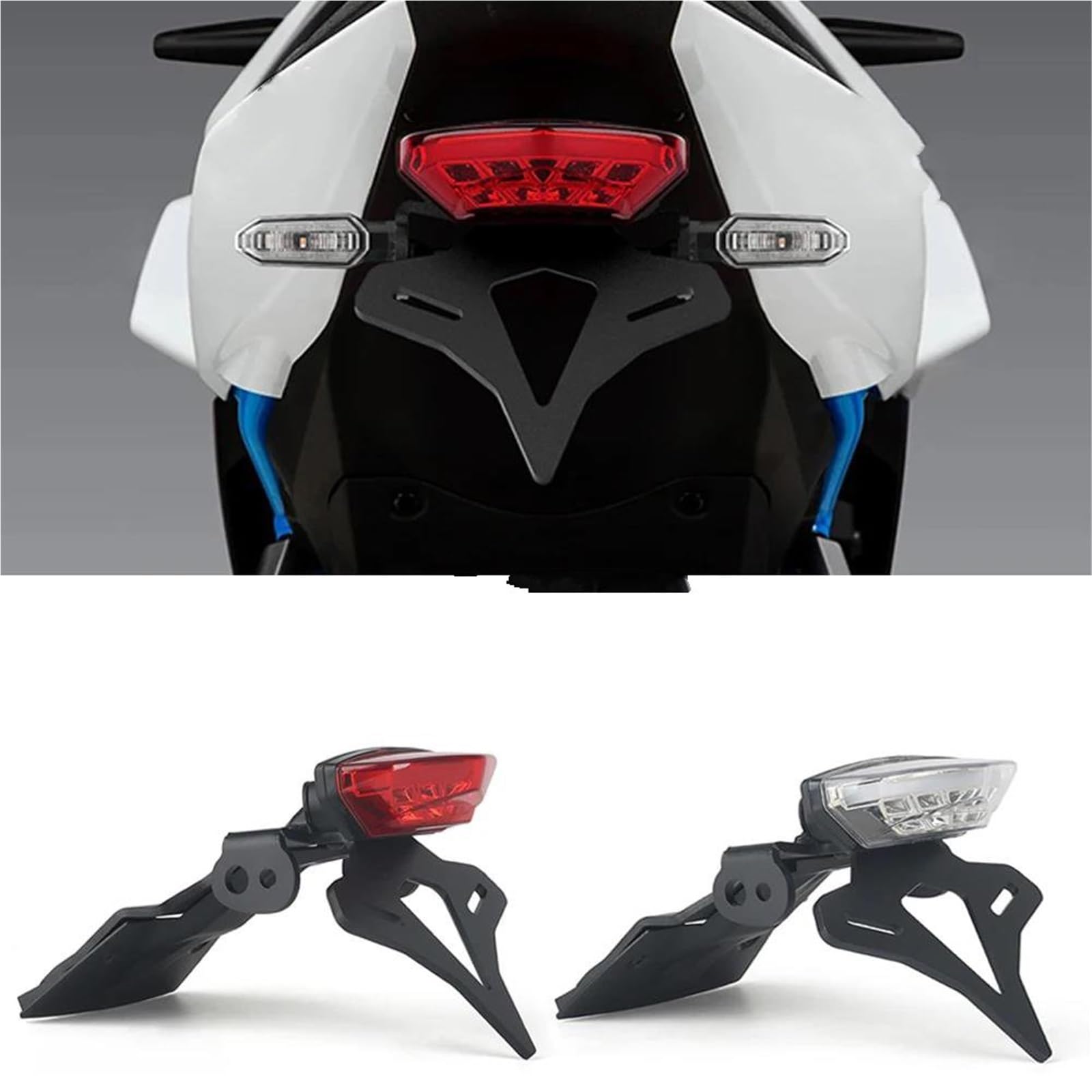 Portatarga Moto Per Suzuki GSX-8S GSX8S Moto Coda Corta Posteriore Staffa Targa Contropunta Luce A LED Integrata(B)