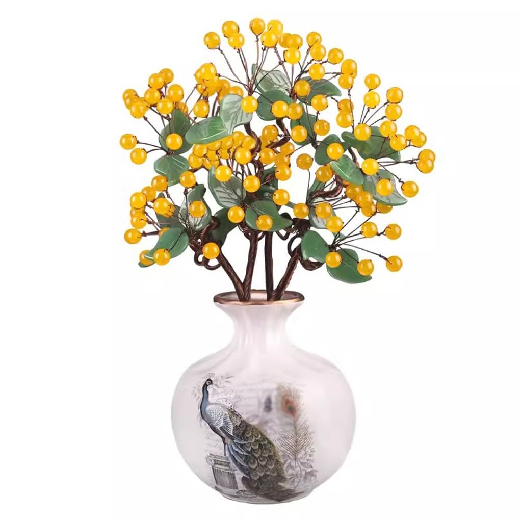 DFGHNBVC Artificial Bonsai Tree Crystal Jade Living Room Home Decoration Jade Creative Bonsai Crafts Jade Carving Wine Cabinet Entrance Ornament Desktop Display Fake Plant Greenery Dec,
