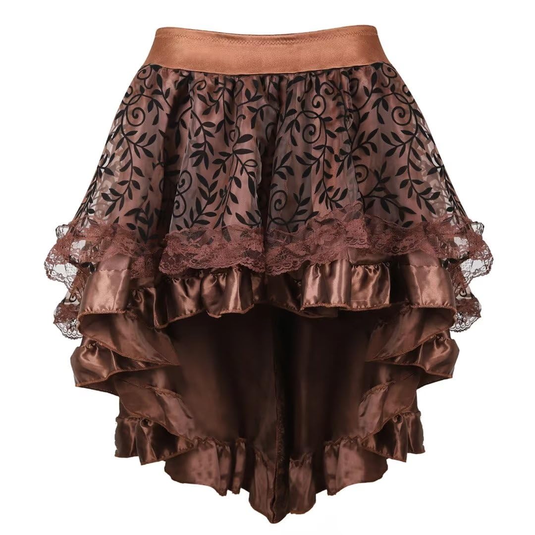 jutrisujo steampunk unterbrust leder corsage Braun korsett Kleid Corsagenkleid piraten rock burlesque halloween