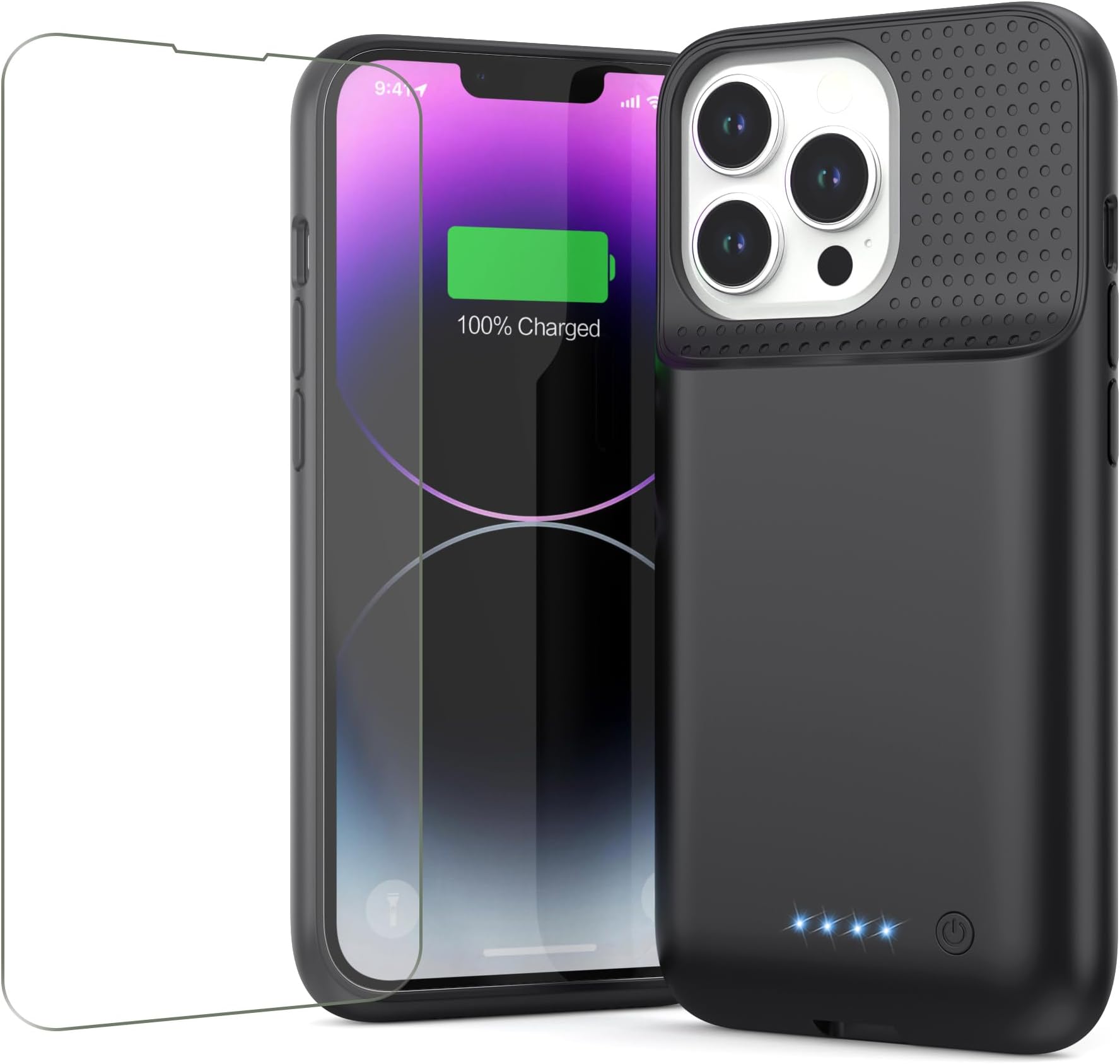 Feob Battery Case for iPhone 13/13 Pro/14,[2025 Upgraded] 7500 mAh Ultra-Slim Portable Extended Charger Cover for iPhone 13/13 Pro/14 Charging Case (6.1 Inch)-Black