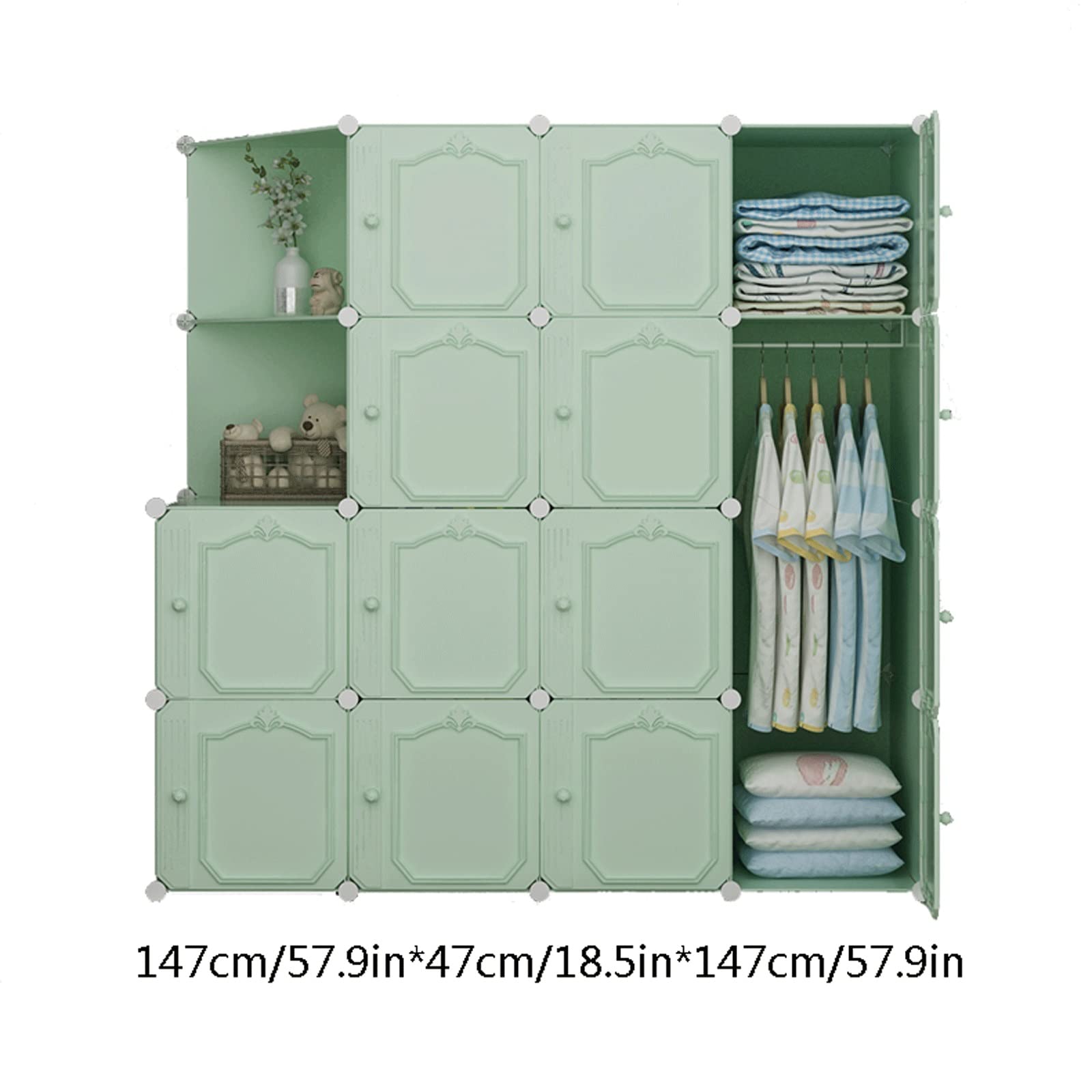 Kleiderschrank, Stoffschrank Kleiderschrank Tragbare Kleiderschrank Faltbare Schrank Kleidung Lagergestell mit hängenden Schienen for Schlafzimmer Garderobe Ideale Aufbewahrung Organizer