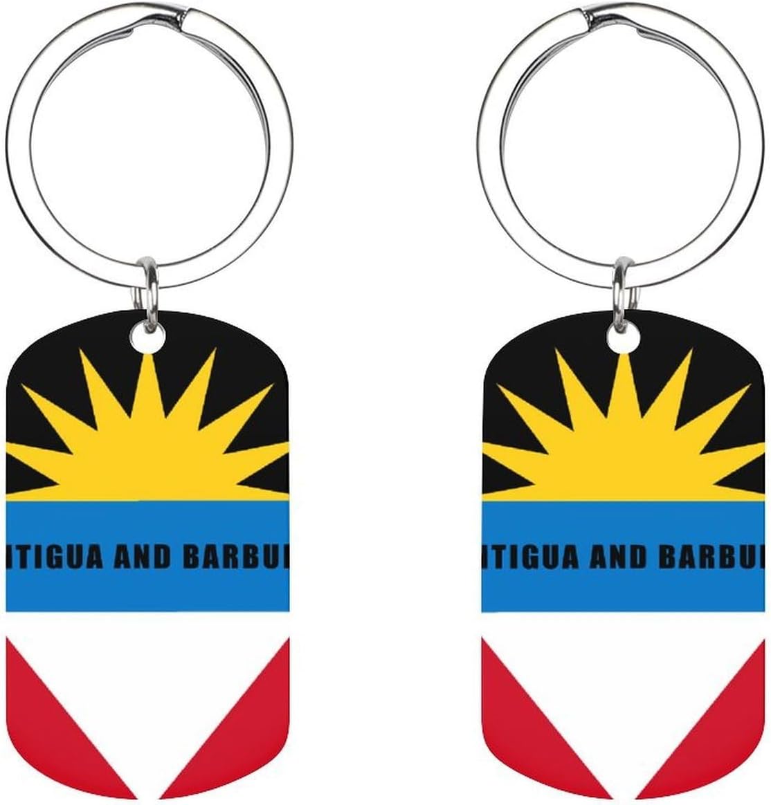 Antiguan And Barbuda Flag Stainless Steel Keychain Bag Decorative Accessories for Car Keys Surprise Holiday Gift One-pack